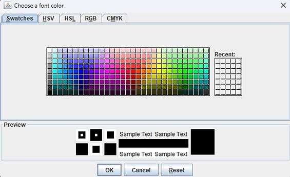 Text Editor font color picker