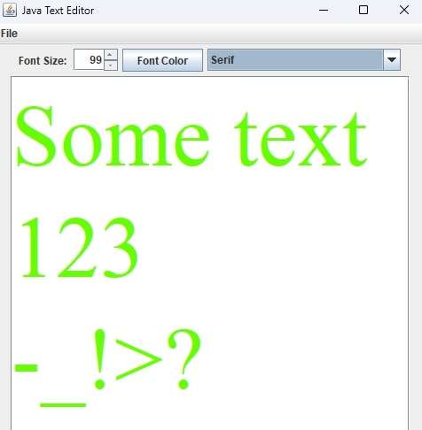 Text Editor with some text with font style and font color changed