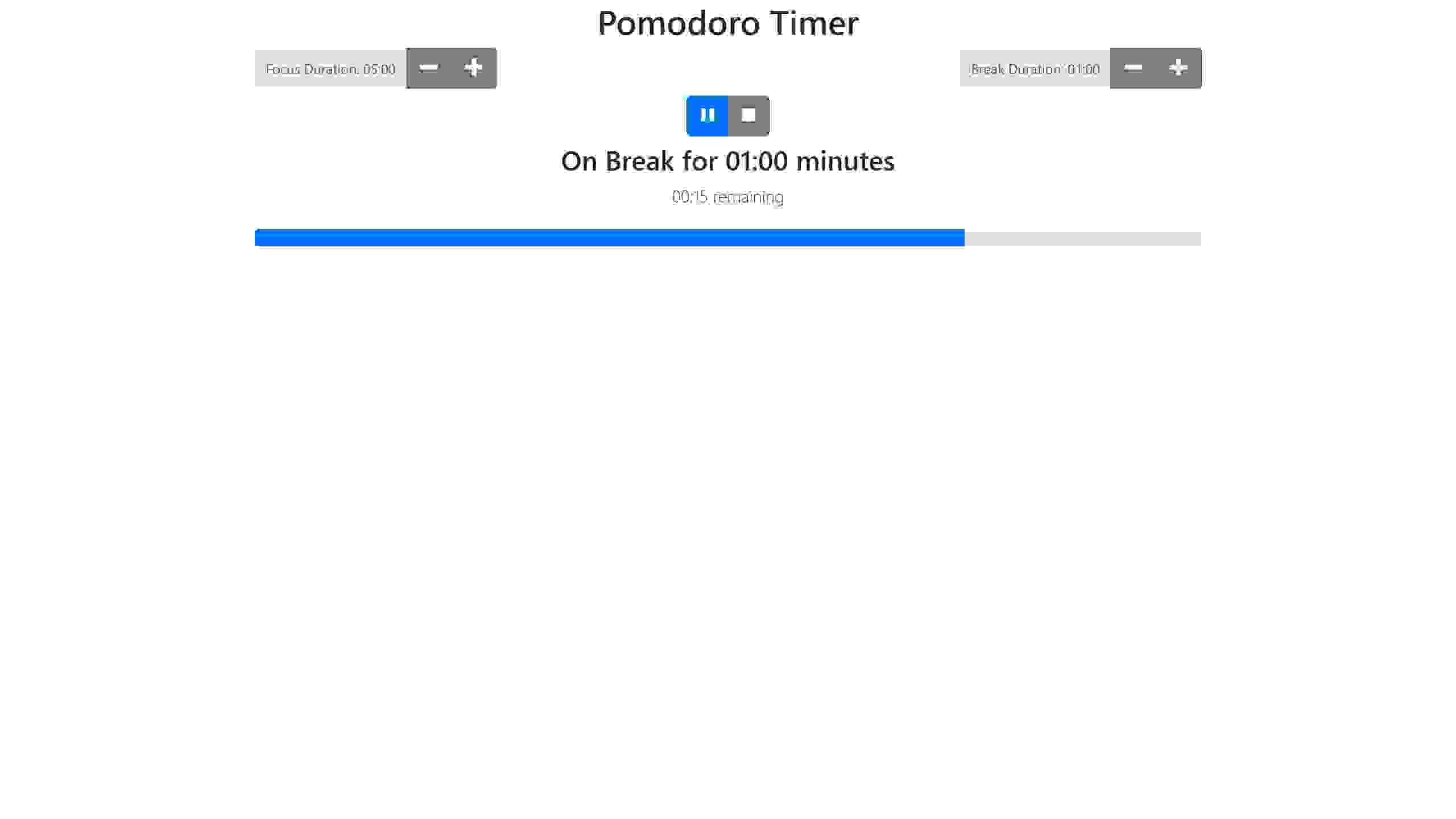 Pomodoro Timer break timer running