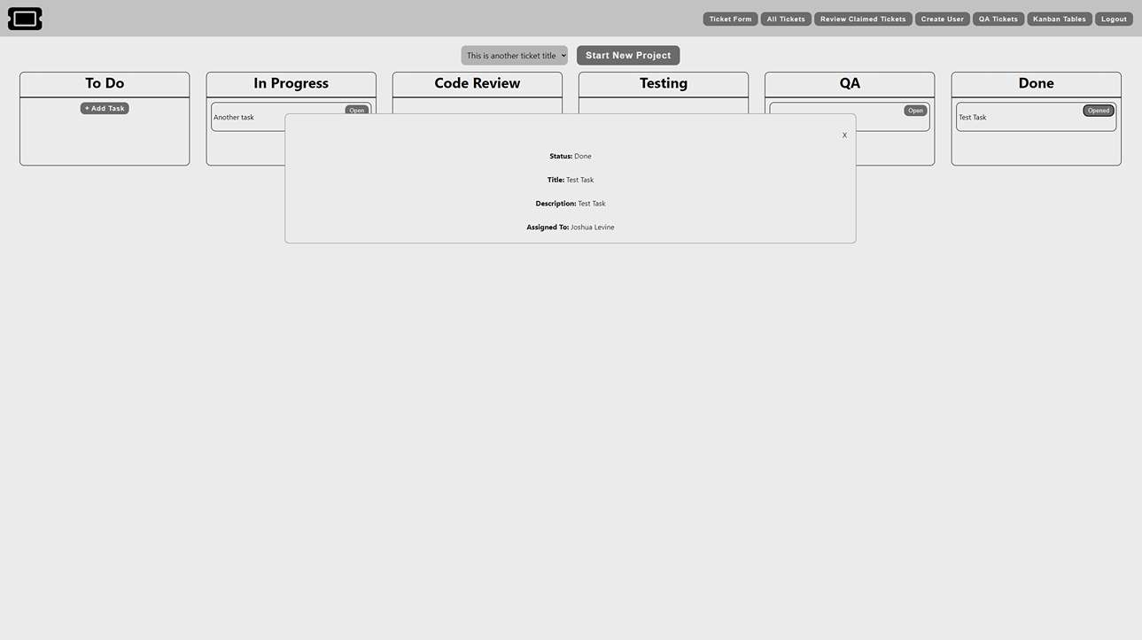 Ticketing Solution Opened Task On Kanban Table